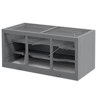 HKM-2510525 Extra Large Gray Wooden Hamster Cage with Opening Roof, Ramp Access, and Multiple Levels