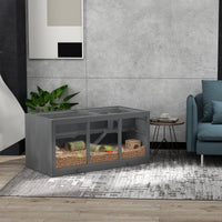 HKM-2510525 Extra Large Gray Wooden Hamster Cage with Opening Roof, Ramp Access, and Multiple Levels