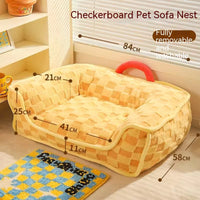 HKM-2510909 Warm Removable and Washable Cat Nest Bed with Stylish Chessboard Design