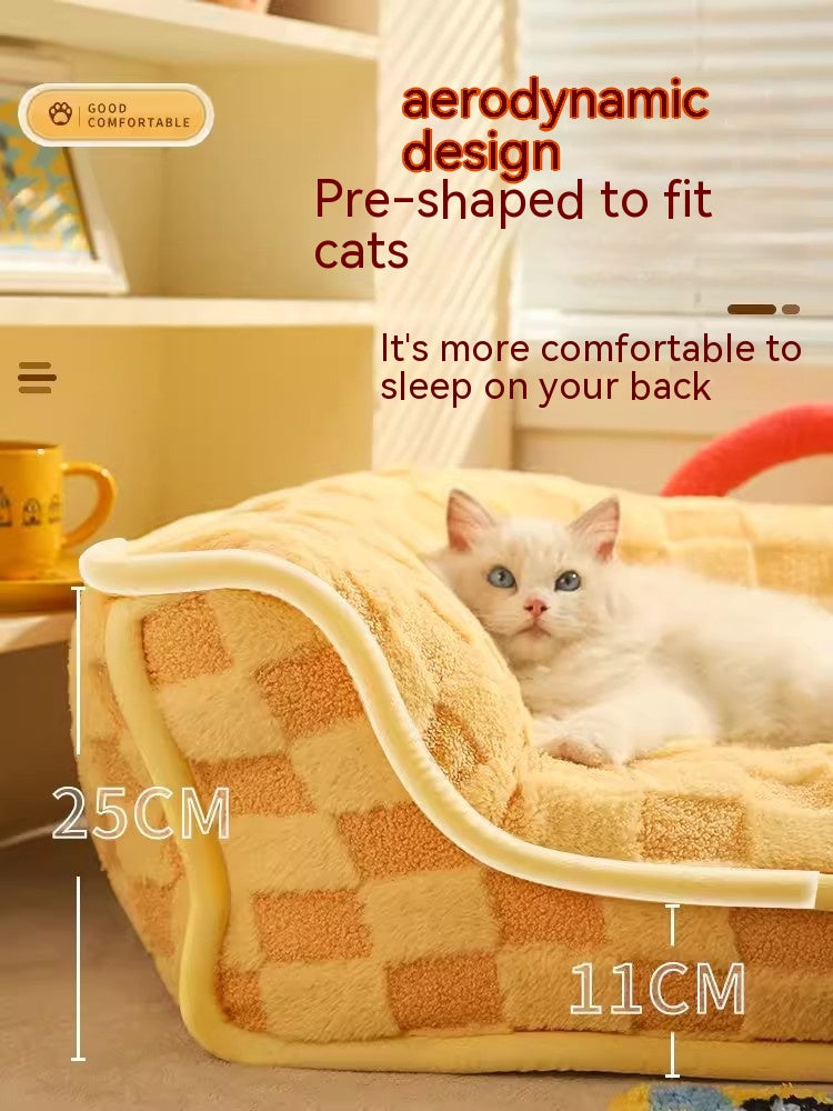 HKM-2510909 Warm Removable and Washable Cat Nest Bed with Stylish Chessboard Design