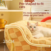 HKM-2510909 Warm Removable and Washable Cat Nest Bed with Stylish Chessboard Design