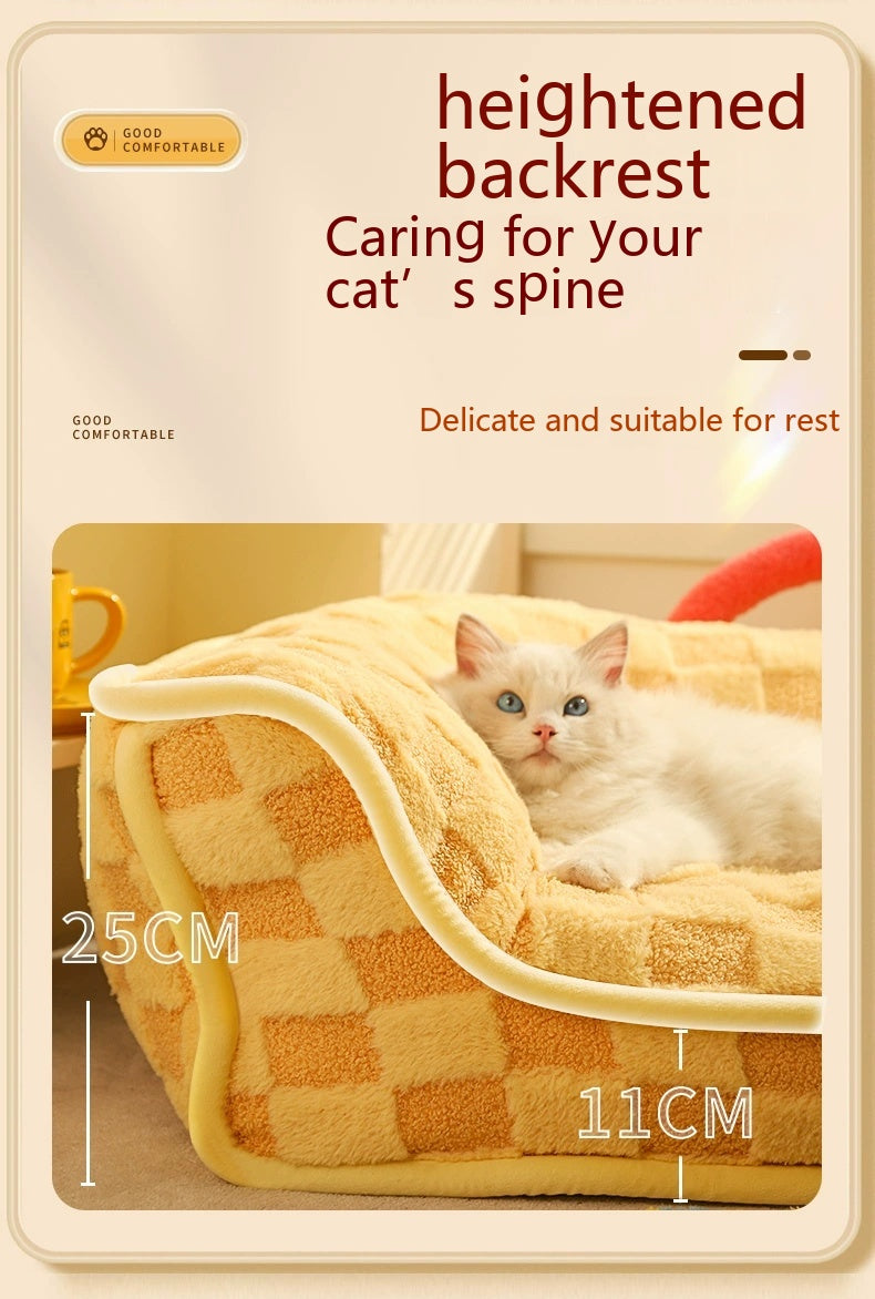 HKM-2510909 Warm Removable and Washable Cat Nest Bed with Stylish Chessboard Design