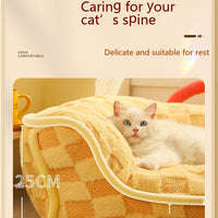 HKM-2510909 Warm Removable and Washable Cat Nest Bed with Stylish Chessboard Design