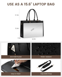 HKM-251283 Insulated Laptop Lunch Tote Bag with Removable Pocket for 15.6 Inch Laptops - Large Capacity Handbag for Work