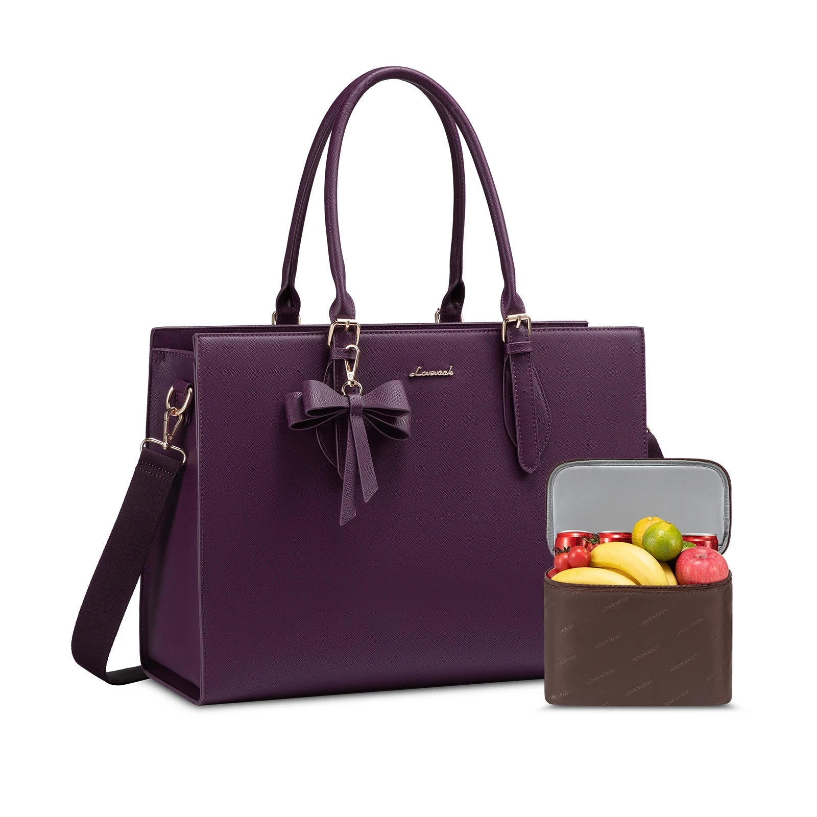 HKM-251283 Insulated Laptop Lunch Tote Bag with Removable Pocket for 15.6 Inch Laptops - Large Capacity Handbag for Work