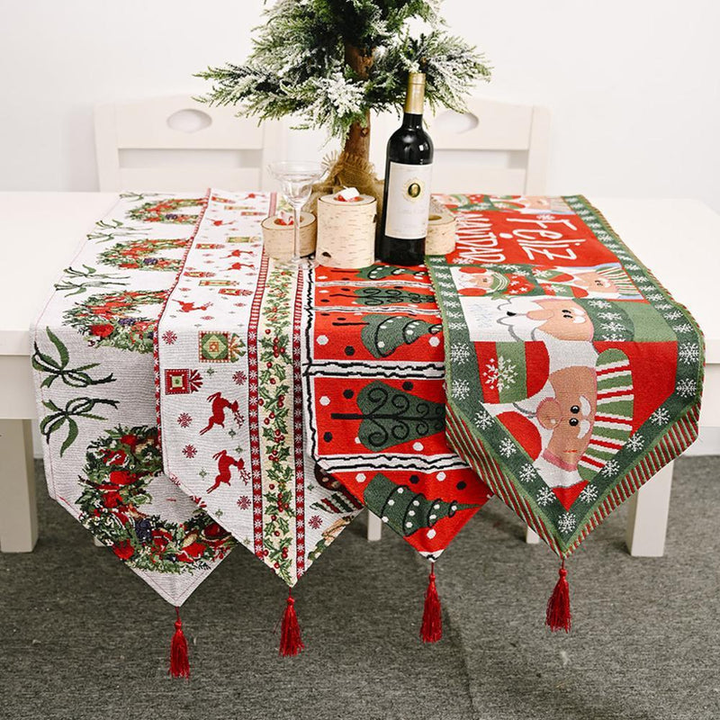 HKM-251347 Christmas Knitted Fabric Table Runner - 180*35 cm Holiday Decor