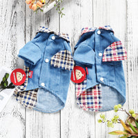 HKM-2515005 Casual Cotton Summer Plaid Shirt for Dogs in Blue and Red