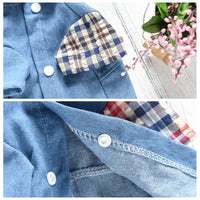 HKM-2515005 Casual Cotton Summer Plaid Shirt for Dogs in Blue and Red