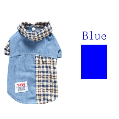 HKM-2515005 Casual Cotton Summer Plaid Shirt for Dogs in Blue and Red