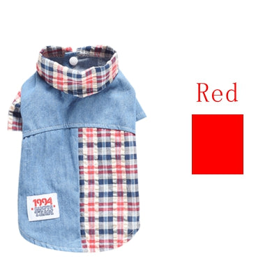 HKM-2515005 Casual Cotton Summer Plaid Shirt for Dogs in Blue and Red