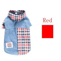 HKM-2515005 Casual Cotton Summer Plaid Shirt for Dogs in Blue and Red