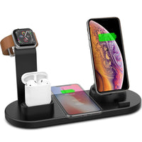 HKM-251603 4-in-1 Wireless Charging Stand for Compatible iPhone Models - USB Interface, Black Color