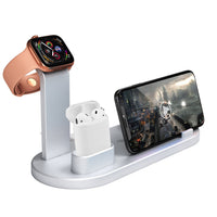HKM-251603 4-in-1 Wireless Charging Stand for Compatible iPhone Models - USB Interface, Black Color