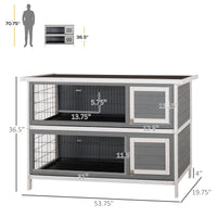HKM-2516285 Large 2-Story Rabbit Hutch with Lockable Doors and Waterproof Roof for Indoor/Outdoor Use, Dark Gray