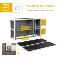HKM-2516285 Large 2-Story Rabbit Hutch with Lockable Doors and Waterproof Roof for Indoor/Outdoor Use, Dark Gray