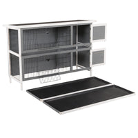 HKM-2516285 Large 2-Story Rabbit Hutch with Lockable Doors and Waterproof Roof for Indoor/Outdoor Use, Dark Gray