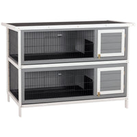 HKM-2516285 Large 2-Story Rabbit Hutch with Lockable Doors and Waterproof Roof for Indoor/Outdoor Use, Dark Gray