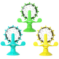 HKM-2516413 Pet Cat Toy Money-Making Slow Food Dispenser Wheel - Blue Green Yellow