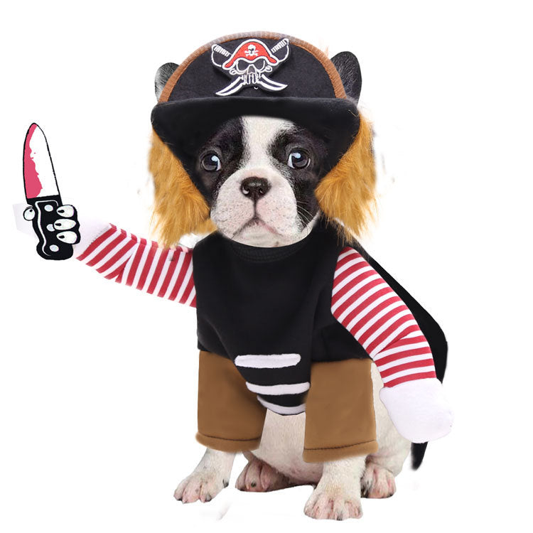 HKM-2516797 Pirate-Themed Pet Costumes for Dogs and Cats - Fashionable Polyester Outfit with Hat