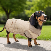 HKM-2517181 Cozy Cotton Vest for Dogs - Warm Autumn and Winter Apparel in Beige and Dark Blue