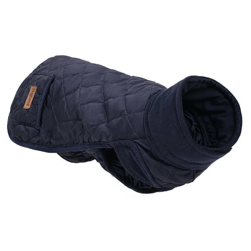 HKM-2517181 Cozy Cotton Vest for Dogs - Warm Autumn and Winter Apparel in Beige and Dark Blue