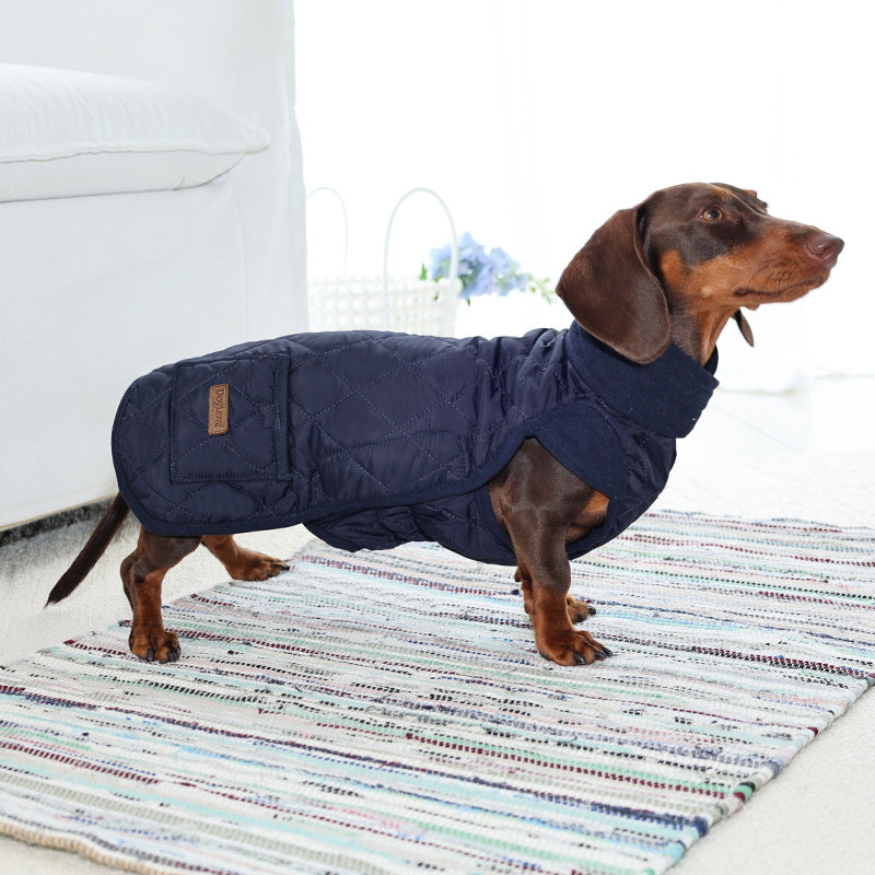 HKM-2517181 Cozy Cotton Vest for Dogs - Warm Autumn and Winter Apparel in Beige and Dark Blue