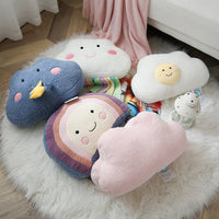 HKM-251859 Girl's Plush Heart Bed Pillow with Bay Window Design, Cartoon Anime Styles, Multiple Fun Patterns
