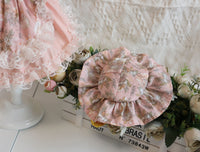 HKM-2518973 Pink Lace Dog Dress and Hat Set for Pets, Multiple Sizes Available