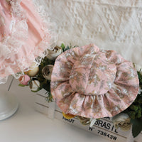 HKM-2518973 Pink Lace Dog Dress and Hat Set for Pets, Multiple Sizes Available