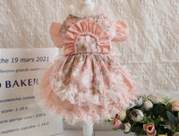 HKM-2518973 Pink Lace Dog Dress and Hat Set for Pets, Multiple Sizes Available