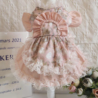 HKM-2518973 Pink Lace Dog Dress and Hat Set for Pets, Multiple Sizes Available