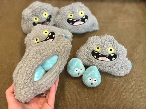 HKM-2519229 Dog Puzzle Plush Toy with Sounding Raindrops - Dark Cloud Design