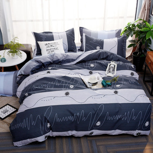 HKM-252051 Three-Piece Cartoon Floral Bedding Set in Aloe Cotton with Pillowcases