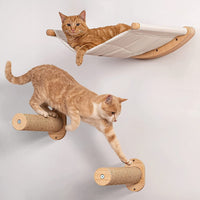HKM-2521661 Wall-Mounted Cat Jumping Platform Made of Solid Wood for Active Pets