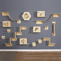 HKM-2521661 Wall-Mounted Cat Jumping Platform Made of Solid Wood for Active Pets