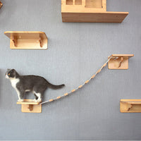 HKM-2521661 Wall-Mounted Cat Jumping Platform Made of Solid Wood for Active Pets