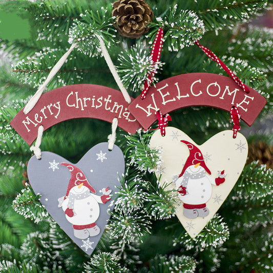 HKM-252179 Christmas Wooden Decoration Tag - Painted Snowman Design, 15cm x 25cm, Unisex Holiday Decor