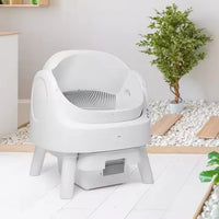 HKM-252179 Extra Large Splash-Proof Cat Litter Box with Easy Clean Drawer - Stainless Steel & Plastic, 65L Capacity