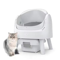HKM-252179 Extra Large Splash-Proof Cat Litter Box with Easy Clean Drawer - Stainless Steel & Plastic, 65L Capacity