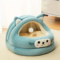 HKM-2522429 Cozy Semi-Enclosed Cat Bed with Thickened Ear Design for All Seasons