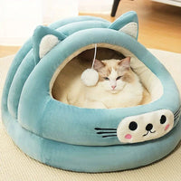 HKM-2522429 Cozy Semi-Enclosed Cat Bed with Thickened Ear Design for All Seasons