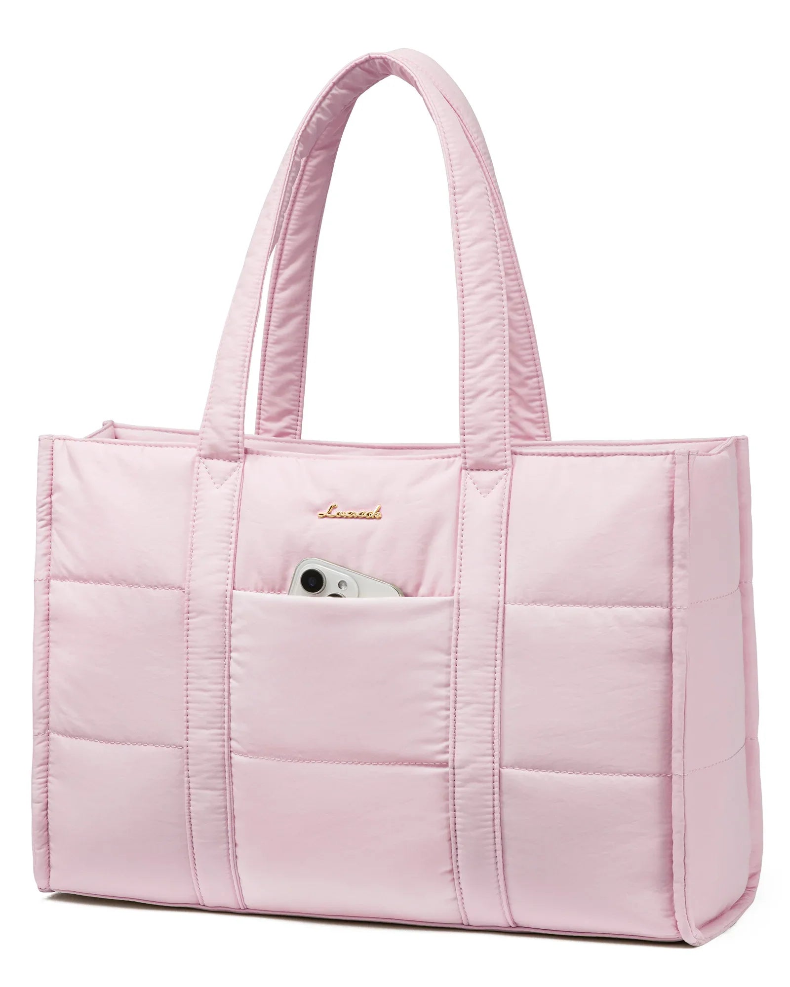 HKM-252435 Quilted Puffer Tote Bag for Laptop Up to 17 inches - Lightweight Professional Briefcase for Women
