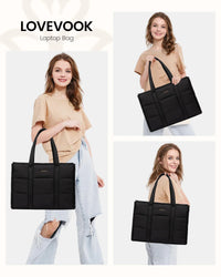 HKM-252435 Quilted Puffer Tote Bag for Laptop Up to 17 inches - Lightweight Professional Briefcase for Women