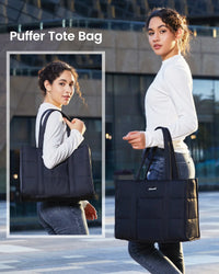 HKM-252435 Quilted Puffer Tote Bag for Laptop Up to 17 inches - Lightweight Professional Briefcase for Women