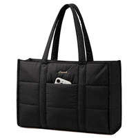 HKM-252435 Quilted Puffer Tote Bag for Laptop Up to 17 inches - Lightweight Professional Briefcase for Women