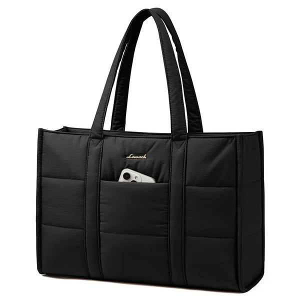 HKM-252435 Quilted Puffer Tote Bag for Laptop Up to 17 inches - Lightweight Professional Briefcase for Women