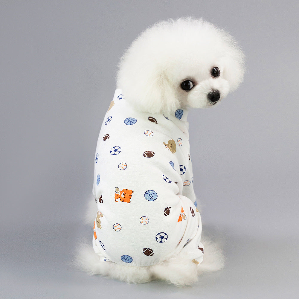 HKM-2524989 Cotton Dog Pajamas with Cartoon Fruit Pattern for Four-Legged Friends
