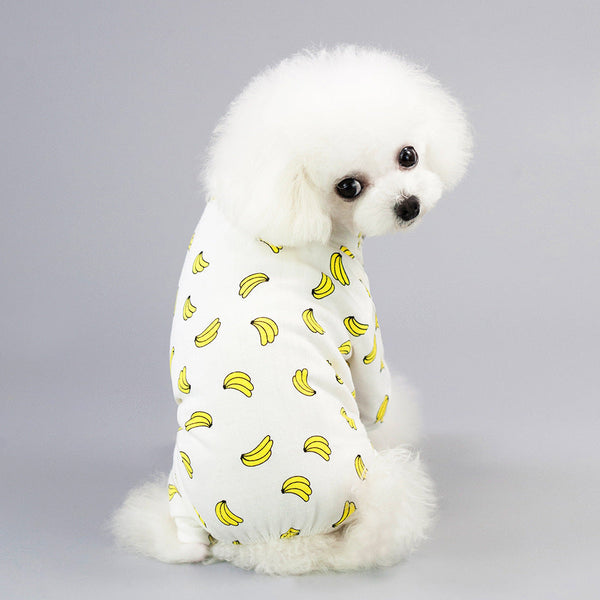 HKM-2524989 Cotton Dog Pajamas with Cartoon Fruit Pattern for Four-Legged Friends
