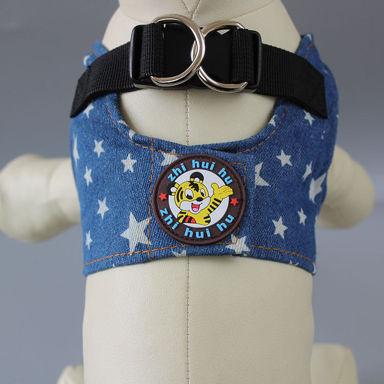 HKM-2527421 Stylish Denim Star Dog Leash for Small to Large Breeds