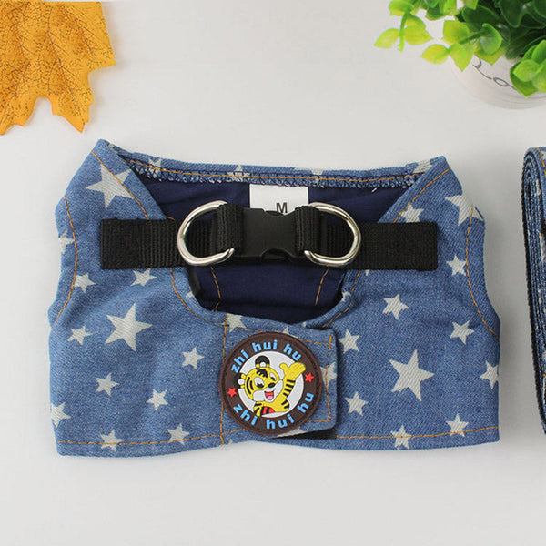 HKM-2527421 Stylish Denim Star Dog Leash for Small to Large Breeds